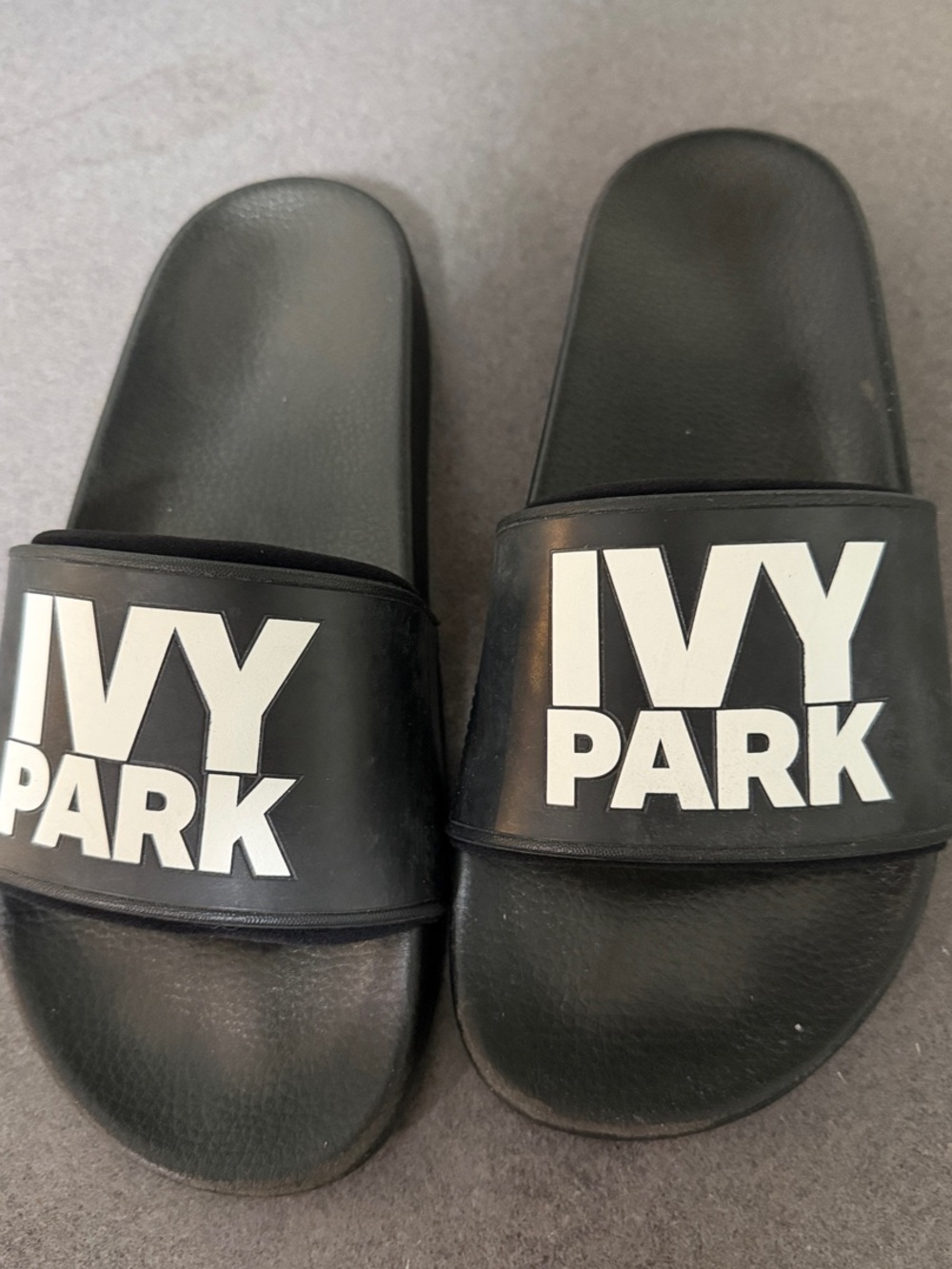IVY PARK Black Slide Sandals with White Logo